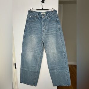 Good Life Works (GLW) Korean Musinsa Blue Denim Jeans Wide Straight Classic S